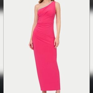 Adrianna PapellPetite One-Shoulder Jersey Gown Sz 4 W/‎ Rhinestone Trim